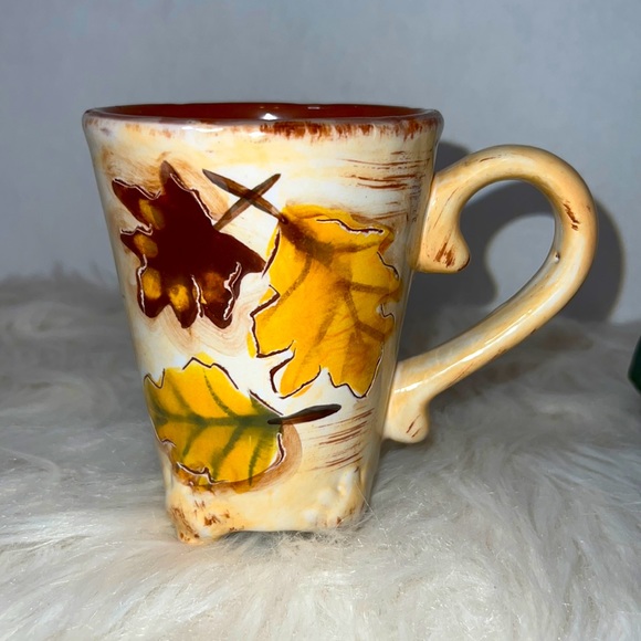 Harvest Fall Leaf Painted Footed Mug - Picture 2 of 6